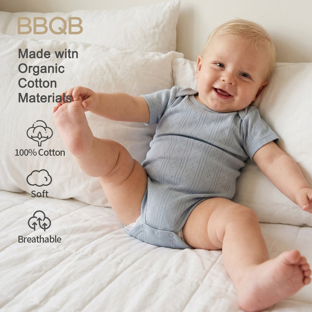 BBQB Organic Cotton Button-up Pointelle Baby Bodysuit