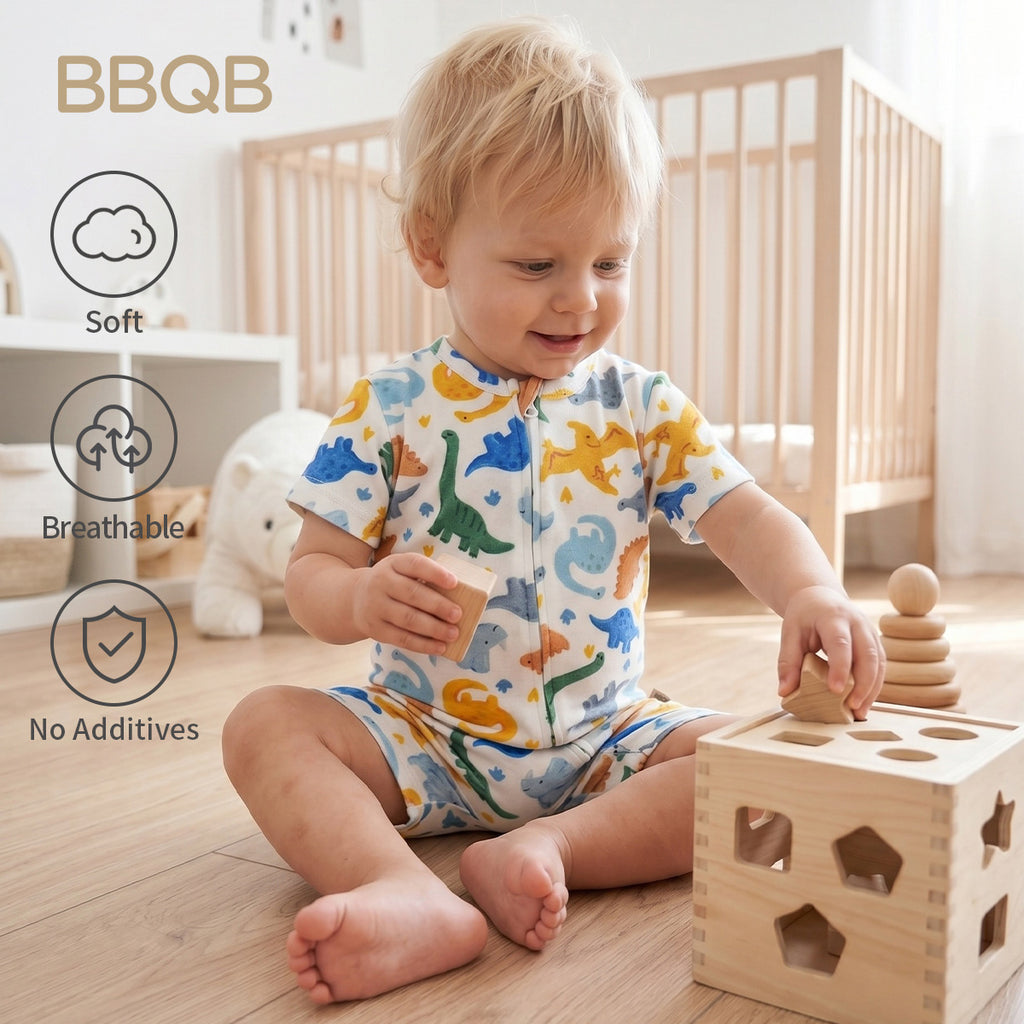 BBQB Inspired Zip-up Baby Short-Sleeve Romper
