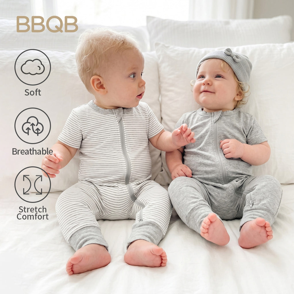 BBQB SoftFlex™ Cotton Zip-up Baby Bodysuit 2-Pack
