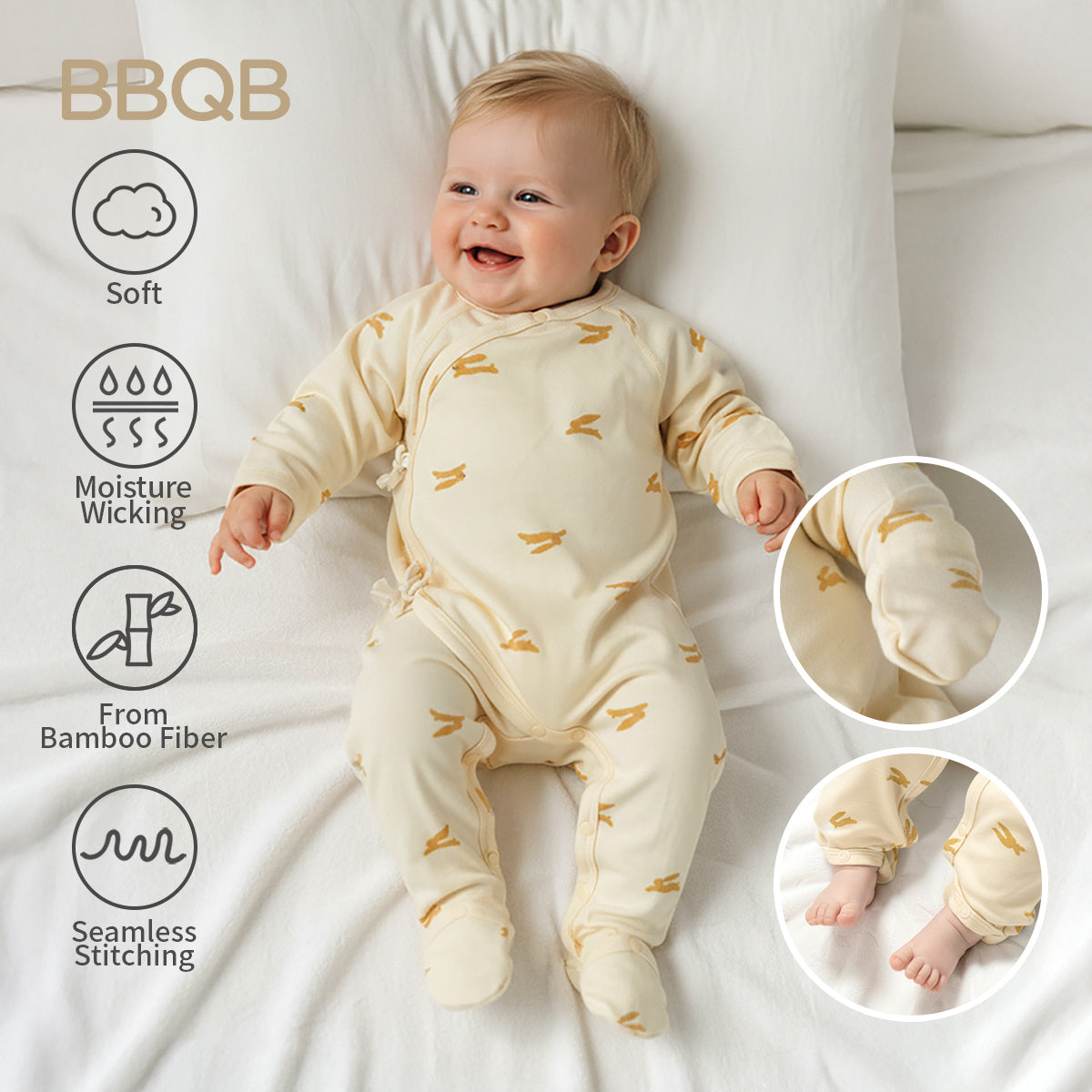 Baby Zip Footed Long-Sleeve Romper | BBQB Bamboo Care