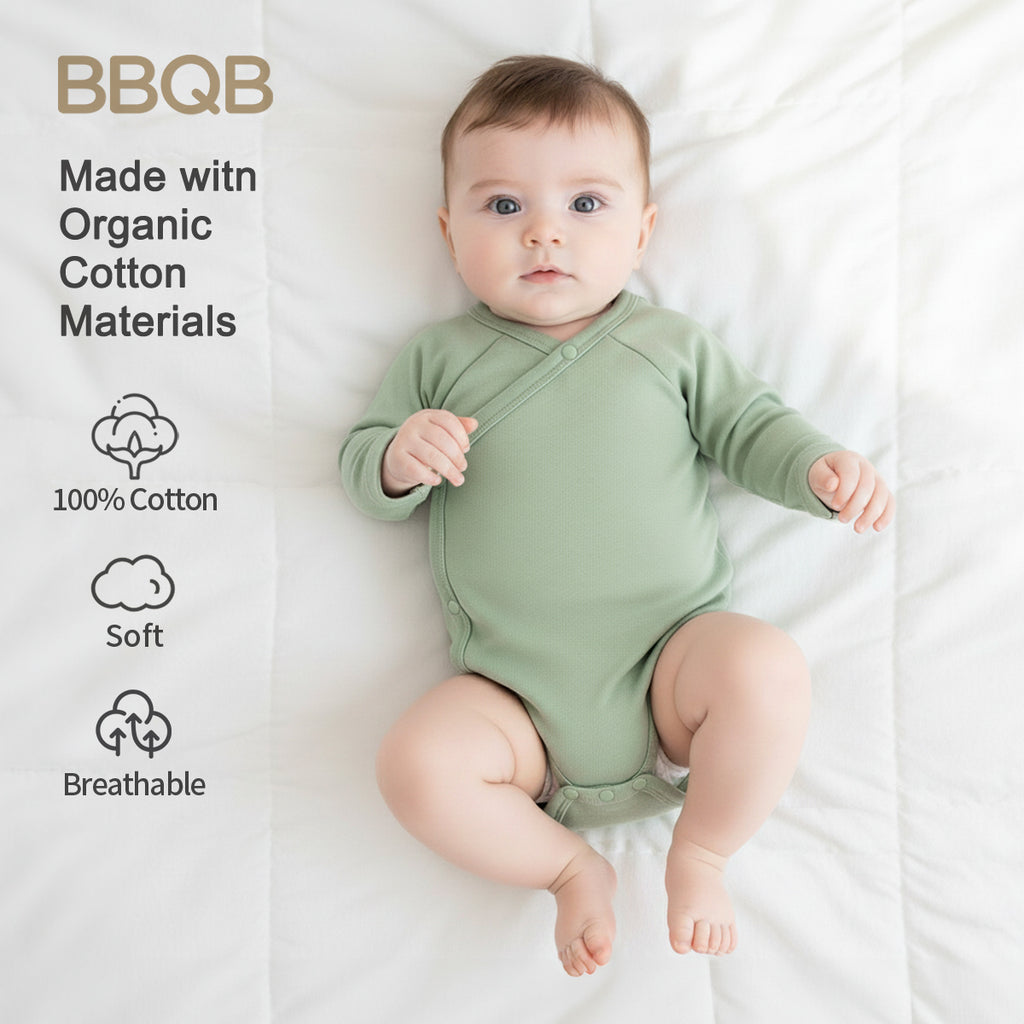 Baby Long-Sleeve Button Kimono Bodysuit | BBQB Organic Cotton