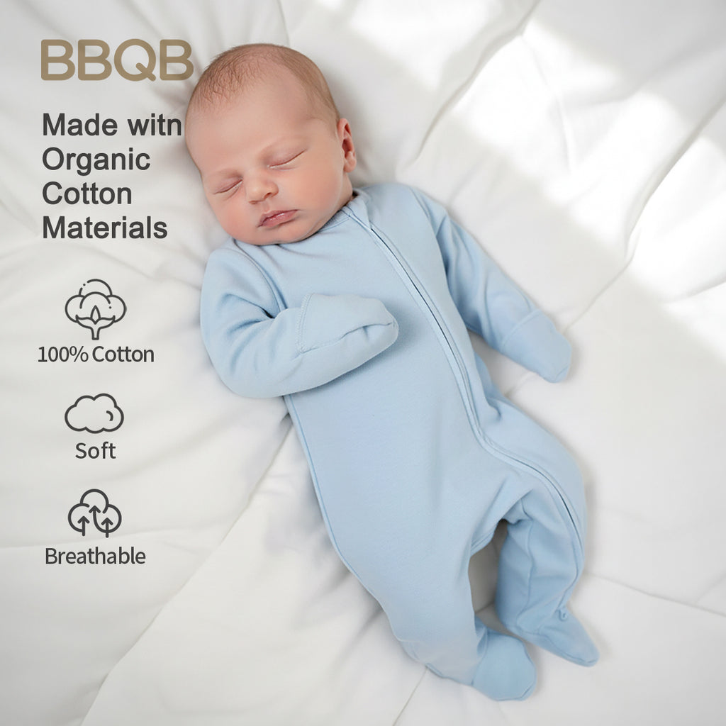 Baby Long-Sleeve Zip-Up Footed Romper | BBQB Organic Cotton