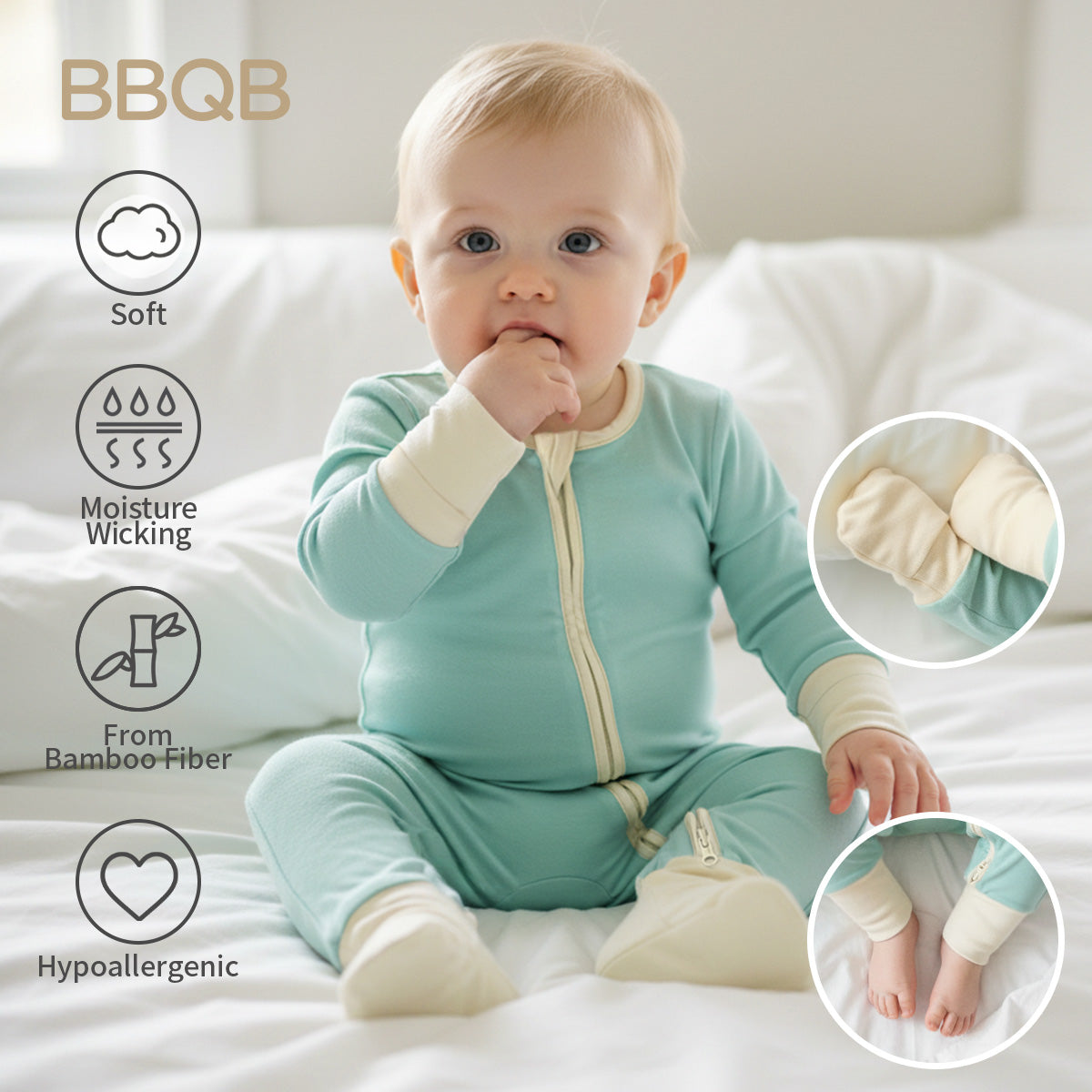 Baby Bamboo Footed Zip Romper | BBQB Cloudsoft Bamboo